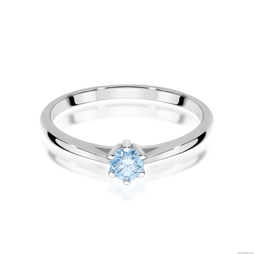 Pierścionek W0365 Diament Laboratoryjn niebieski 0,15ct białe złoto 375