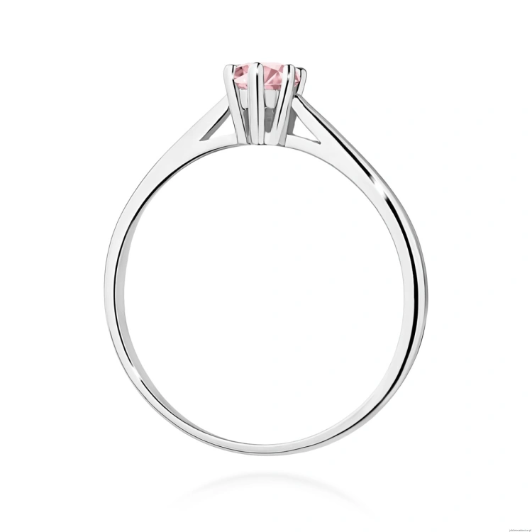 Pierścionek W0365 Diament Laboratoryjny różowy 0,15ct białe złoto 375
