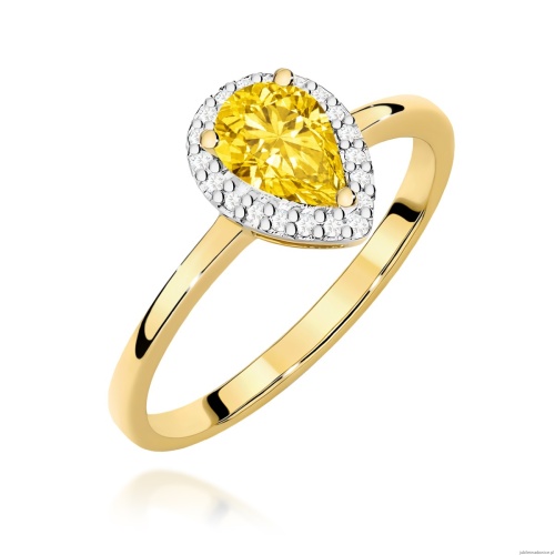 Pierścionek W0455 Diament Laboratoryjny żółty 0,50ct żółte złoto 375