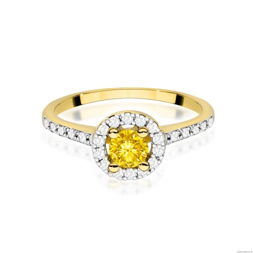 Pierścionek W0447 Diament Laboratoryjny żółty 0,50ct żółte złoto 375