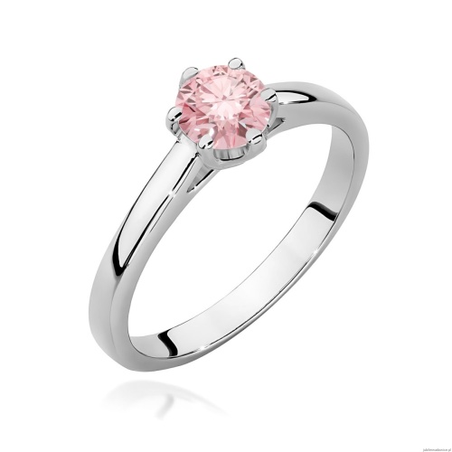 Pierścionek W0540 Diament Laboratoryjny różowy  0,50ct białe złoto 375