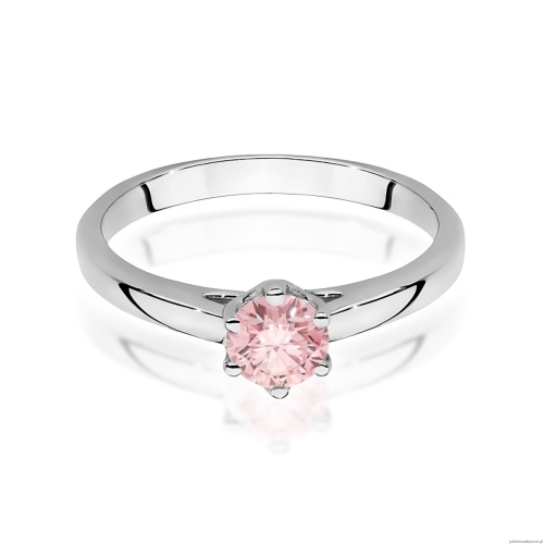 Pierścionek W0540 Diament Laboratoryjny różowy  0,50ct białe złoto 375