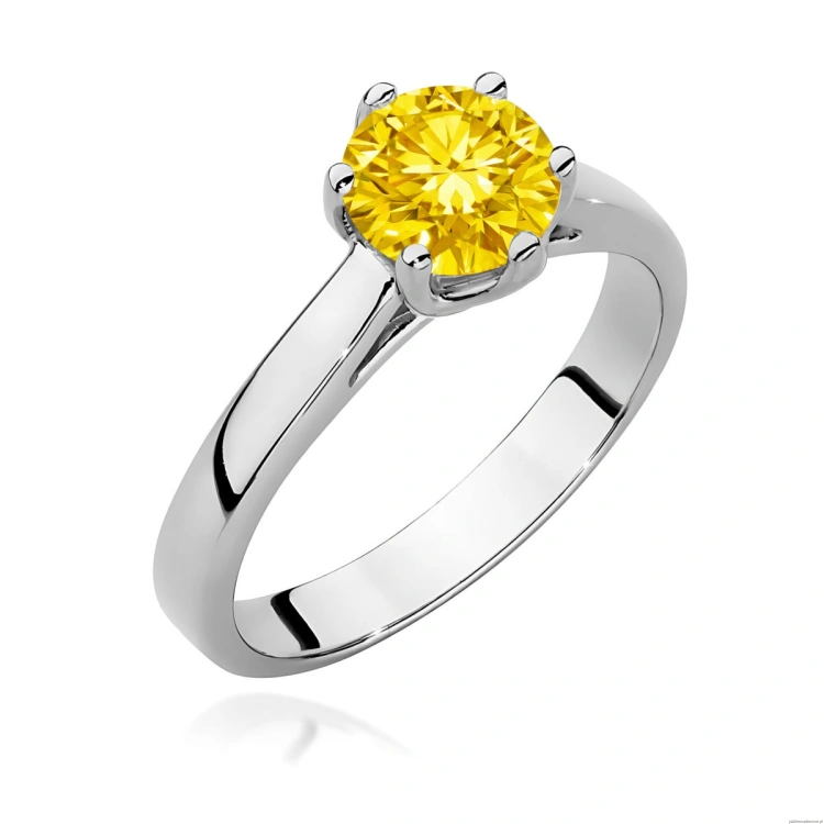 Pierścionek W0540 Diament Laboratoryjny żółty 1,00ct białe złoto 375