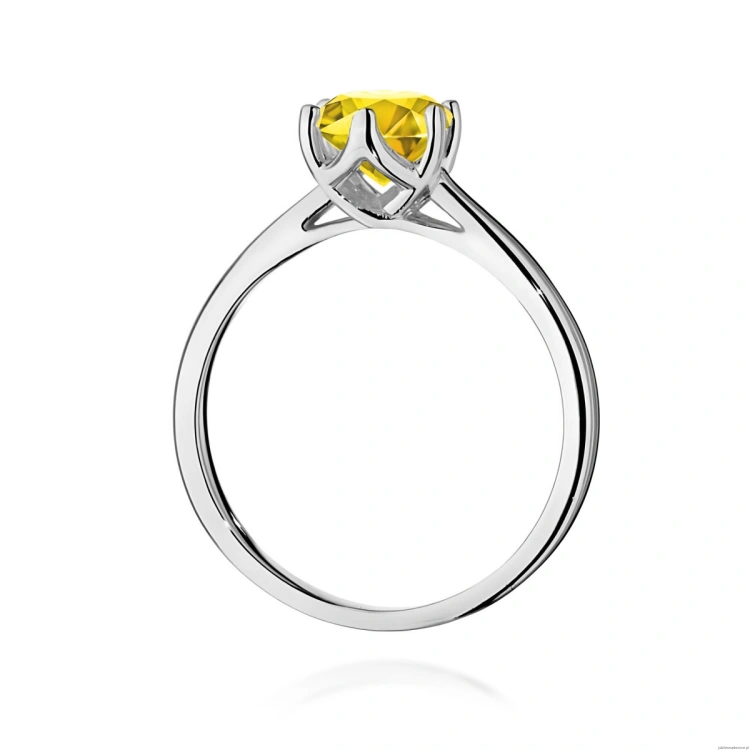 Pierścionek W0540 Diament Laboratoryjny żółty 1,00ct białe złoto 375