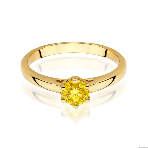Pierścionek W0540 Diament Laboratoryjny żółty 0,50ct żółte złoto 375