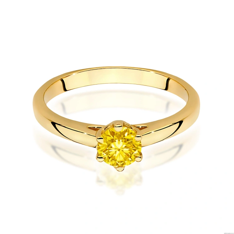 Pierścionek W0540 Diament Laboratoryjny żółty 0,50ct żółte złoto 375