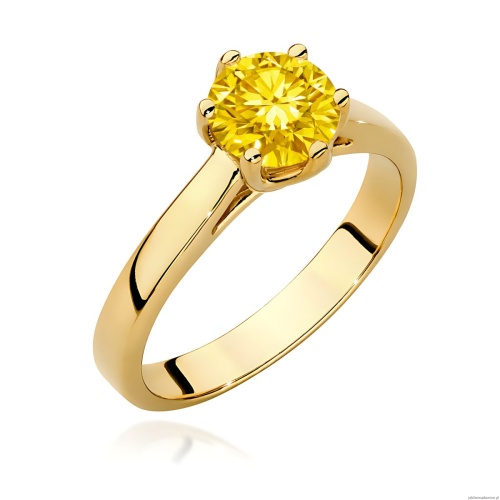Pierścionek W0540 Diament Laboratoryjny żółty 1,00ct żółte złoto 375