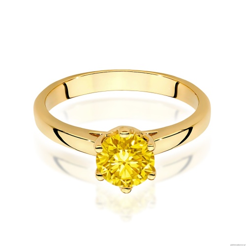 Pierścionek W0540 Diament Laboratoryjny żółty 1,00ct żółte złoto 375