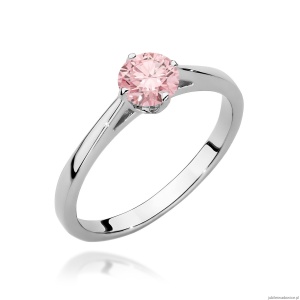 Pierścionek W0543 Diament Laboratoryjny różowy 0,50ct białe złoto 375