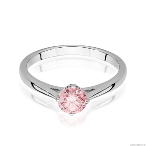 Pierścionek W0543 Diament Laboratoryjny różowy 0,50ct białe złoto 375