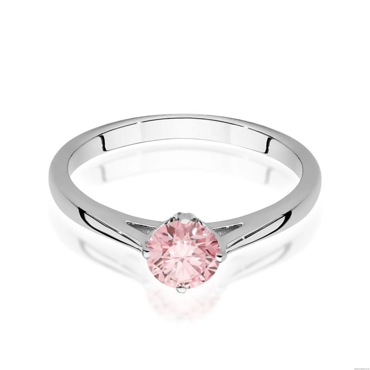 Pierścionek W0543 Diament Laboratoryjny różowy 0,50ct białe złoto 375