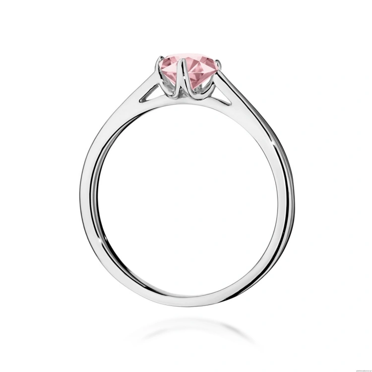 Pierścionek W0543 Diament Laboratoryjny różowy 0,50ct białe złoto 375