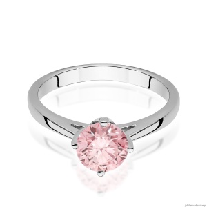 Pierścionek W0543 Diament Laboratoryjny różowy 1,00ct białe złoto 375