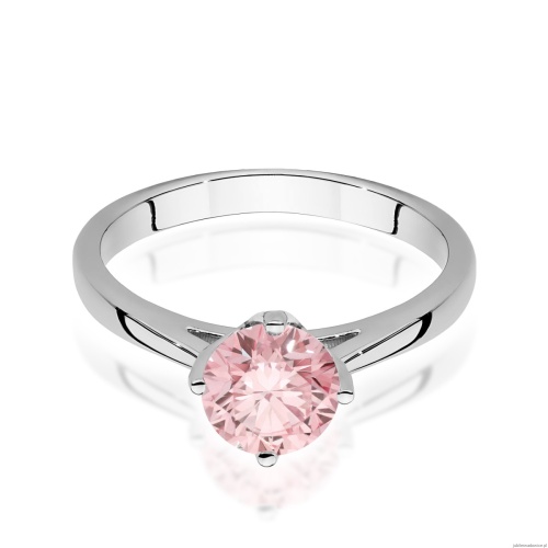 Pierścionek W0543 Diament Laboratoryjny różowy 1,00ct białe złoto 375