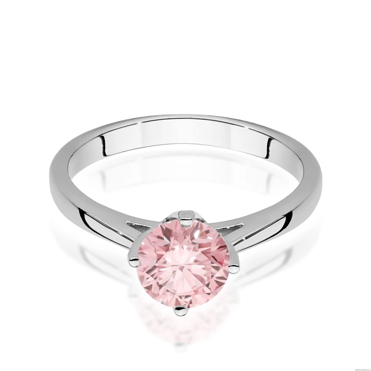 Pierścionek W0543 Diament Laboratoryjny różowy 1,00ct białe złoto 375