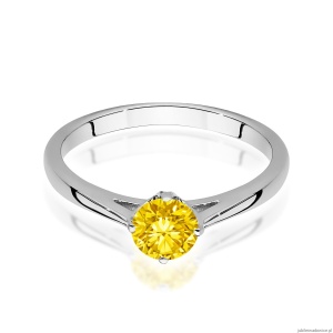 Pierścionek W0543 Diament Laboratoryjny żółty 0.50ct białe złoto 375