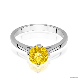 Pierścionek W0543 Diament Laboratoryjny żółty 1,00ct białe złoto 375