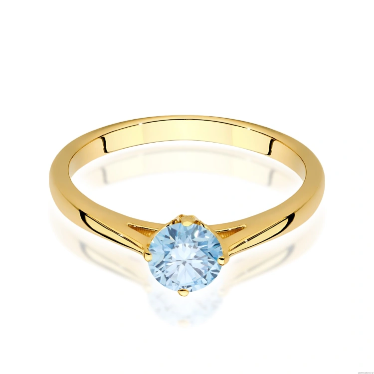 Pierścionek W0543 Diament Laboratoryjny niebieski 0,50ct żółte złoto 375
