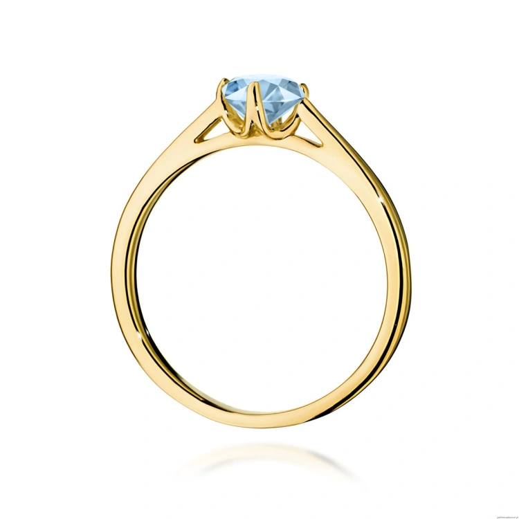 Pierścionek W0543 Diament Laboratoryjny niebieski 0,50ct żółte złoto 375