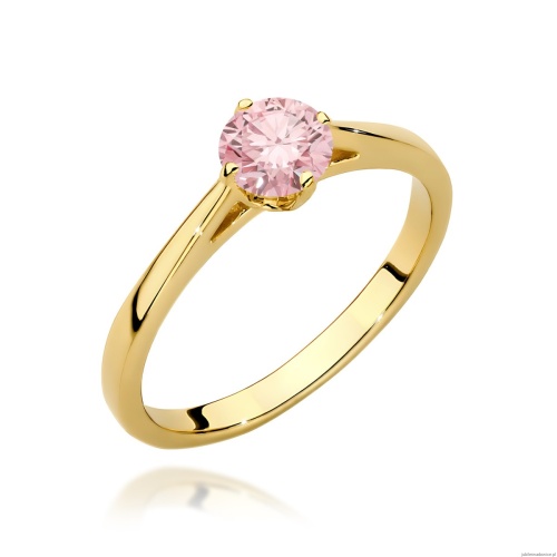 Pierścionek W0543 Diament Laboratoryjny różowy 0,50ct żółte złoto 375