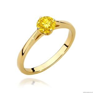 Pierścionek W0543 Diament Laboratoryjny żółty 0,50ct żółte złoto 375