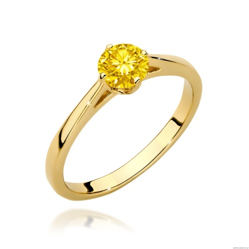 Pierścionek W0543 Diament Laboratoryjny żółty 0,50ct żółte złoto 375