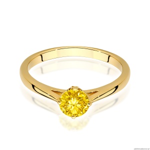 Pierścionek W0543 Diament Laboratoryjny żółty 0,50ct żółte złoto 375