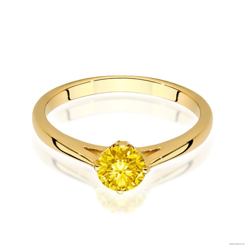 Pierścionek W0543 Diament Laboratoryjny żółty 0,50ct żółte złoto 375