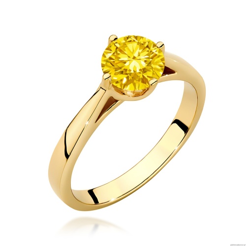 Pierścionek W0543 Diament Laboratoryjny żółty 1,00ct żółte złoto 375