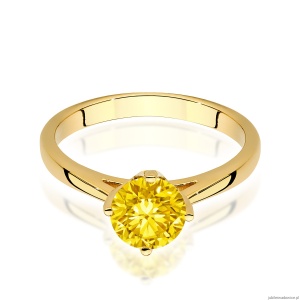Pierścionek W0543 Diament Laboratoryjny żółty 1,00ct żółte złoto 375
