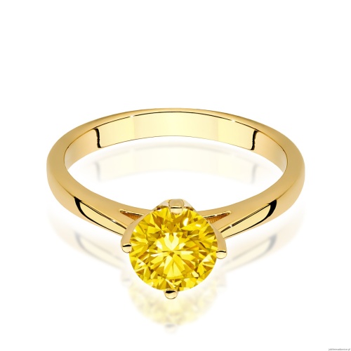 Pierścionek W0543 Diament Laboratoryjny żółty 1,00ct żółte złoto 375
