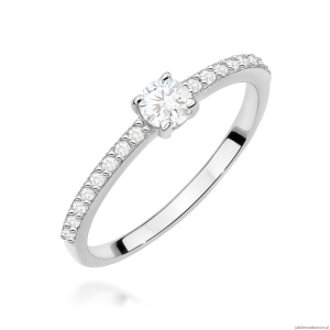Pierścionek W0671 z diamentami laboratoryjnymi białe złoto 375