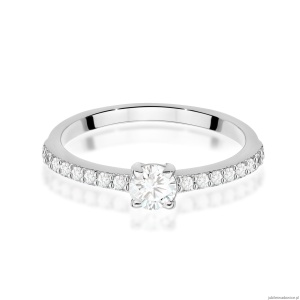 Pierścionek W0671 z diamentami laboratoryjnymi białe złoto 375