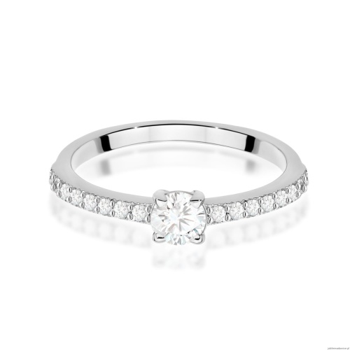 Pierścionek W0671 z diamentami laboratoryjnymi białe złoto 375