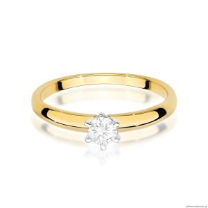 Pierścionek W0679 Diament Laboratoryjny 0,25ct żółte złoto 375