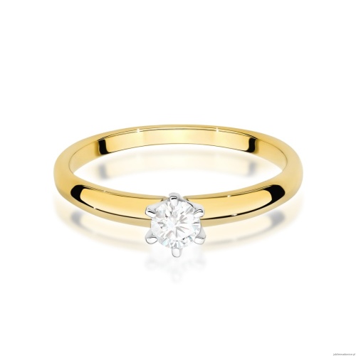 Pierścionek W0679 Diament Laboratoryjny 0,25ct żółte złoto 375