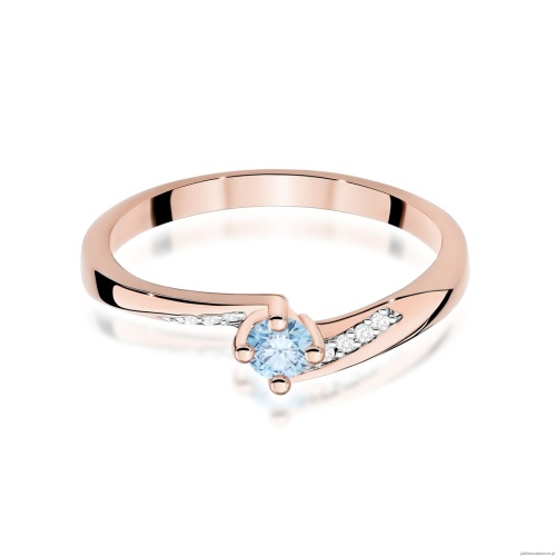 Pierścionek W0262 Diament Laboratoryjny niebieski 0,15ct różowe złoto