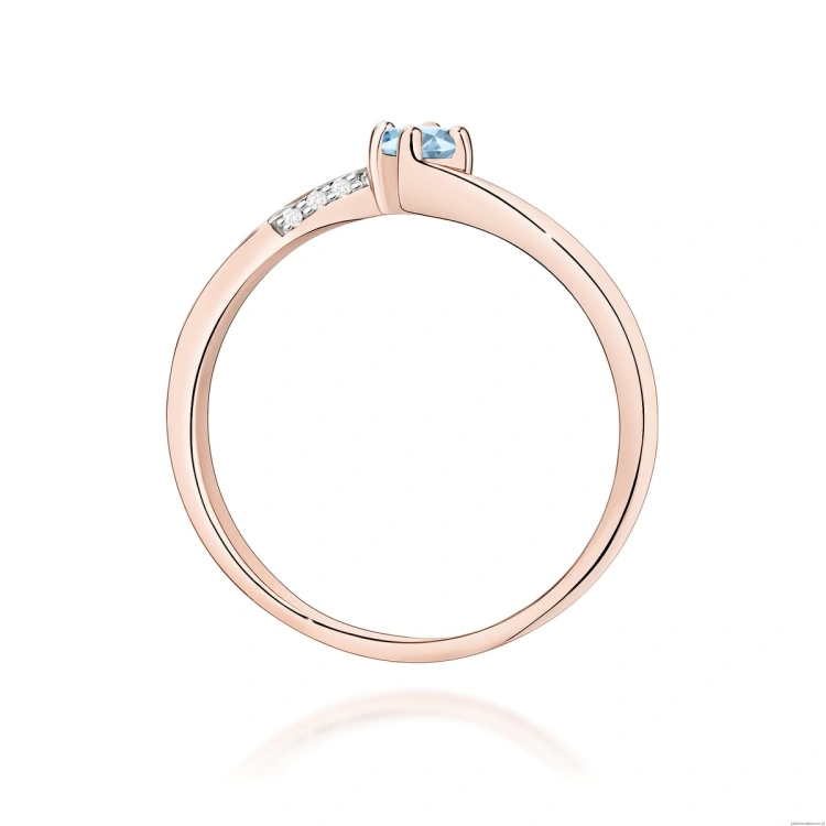 Pierścionek W0262 Diament Laboratoryjny niebieski 0,15ct różowe złoto