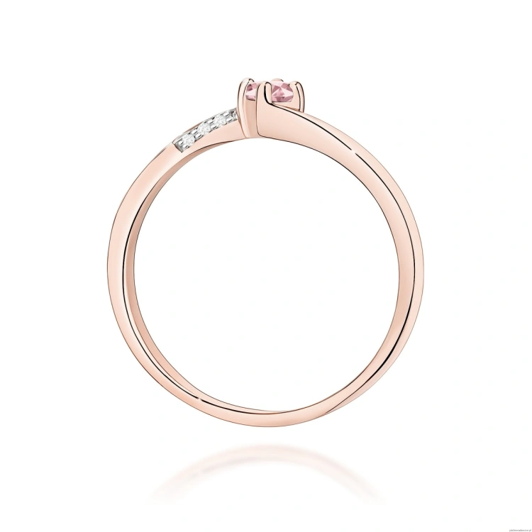 Pierścionek W0262 Diament Laboratoryjny różowy 0,15ct różowe złoto