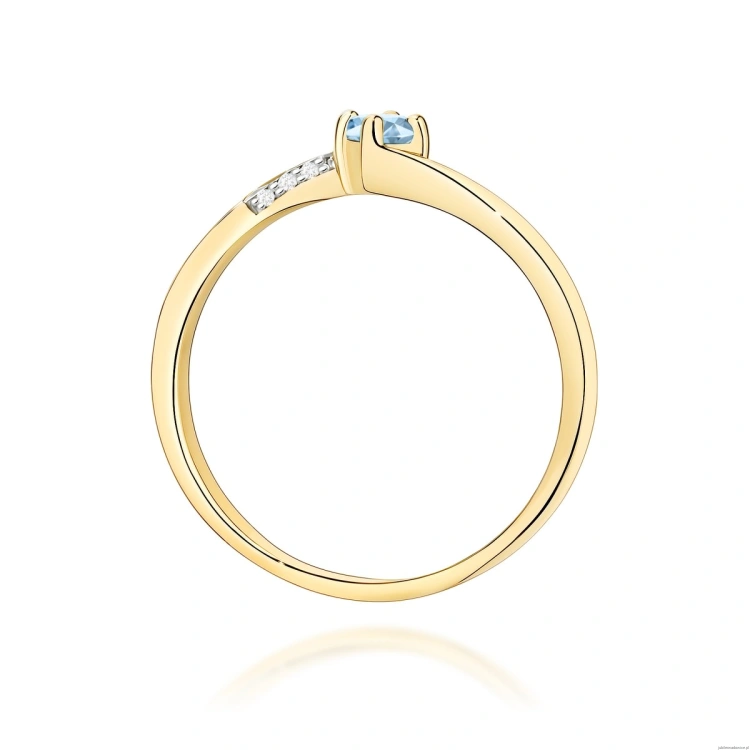 Pierścionek W0262 Diament Laboratoryjny niebieski 0,15ct żółte złoto