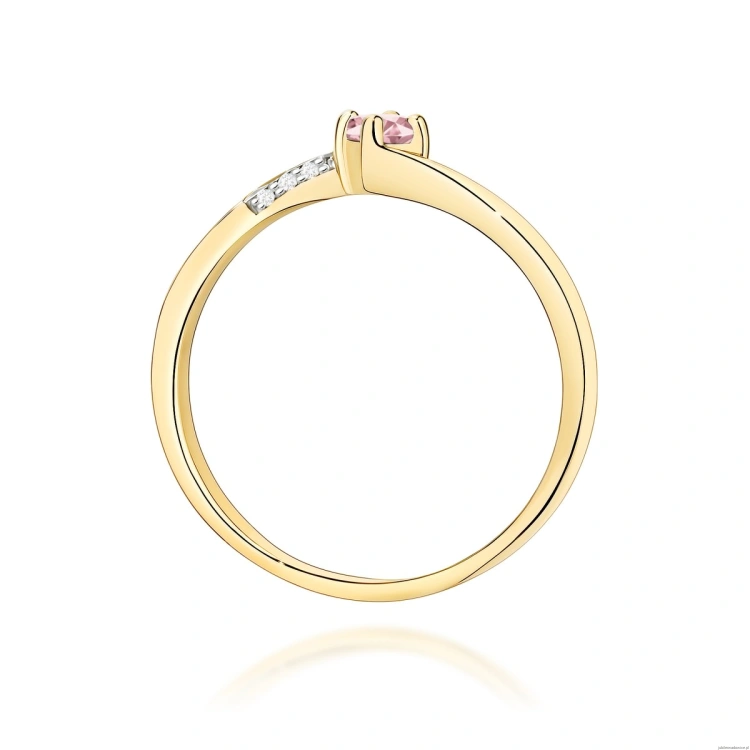 Pierścionek W0262 Diament Laboratoryjny różowy 0,15ct żółte złoto