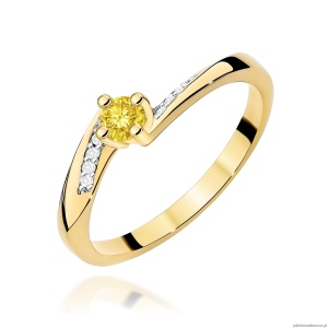 Pierścionek W0262 Diament Laboratoryjny żółty 0,15ct żółte złoto