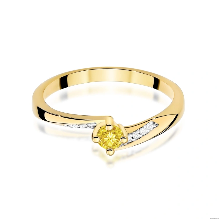 Pierścionek W0262 Diament Laboratoryjny żółty 0,15ct żółte złoto