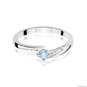 Pierścionek W0262 Diament Laboratoryjny niebieski 0,15ct białe złoto 375