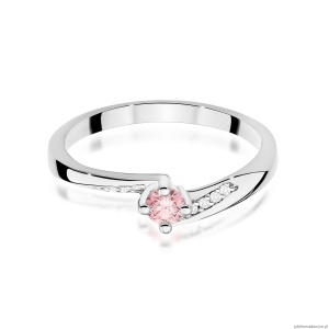 Pierścionek W0262 Diament Laboratoryjny różowy 0,15ct białe złoto 375