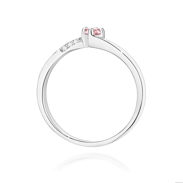 Pierścionek W0262 Diament Laboratoryjny różowy 0,15ct białe złoto 375
