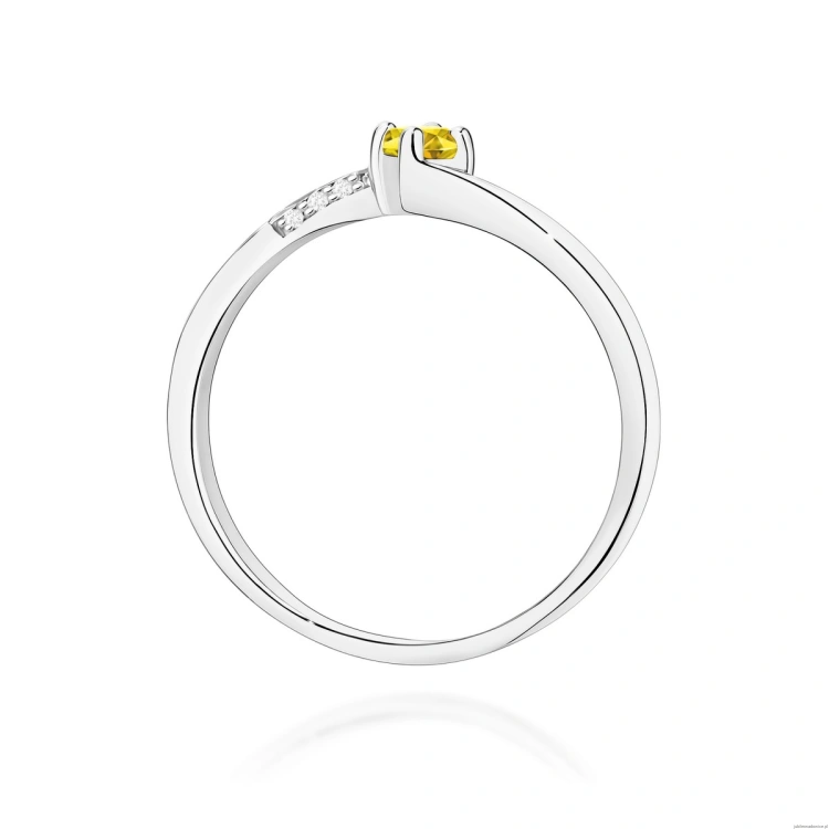 Pierścionek W0262 Diament Laboratoryjny żółty 0,15ct białe złoto 375