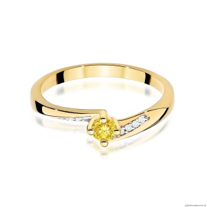 Pierścionek W0262 Diament Laboratoryjny żółty 0,15ct żółte złoto 375