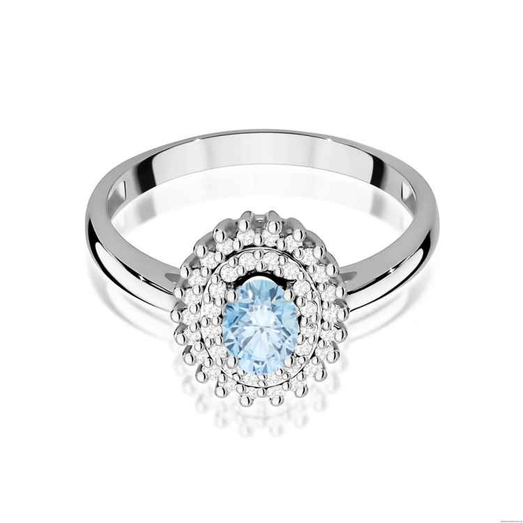 Pierścionek Diament Laboratoryjny niebieski 0,50ct białe złoto