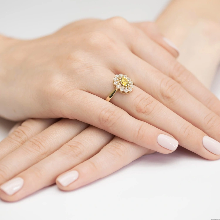 Pierścionek Diament Laboratoryjny żółty 0,50ct żółte złoto